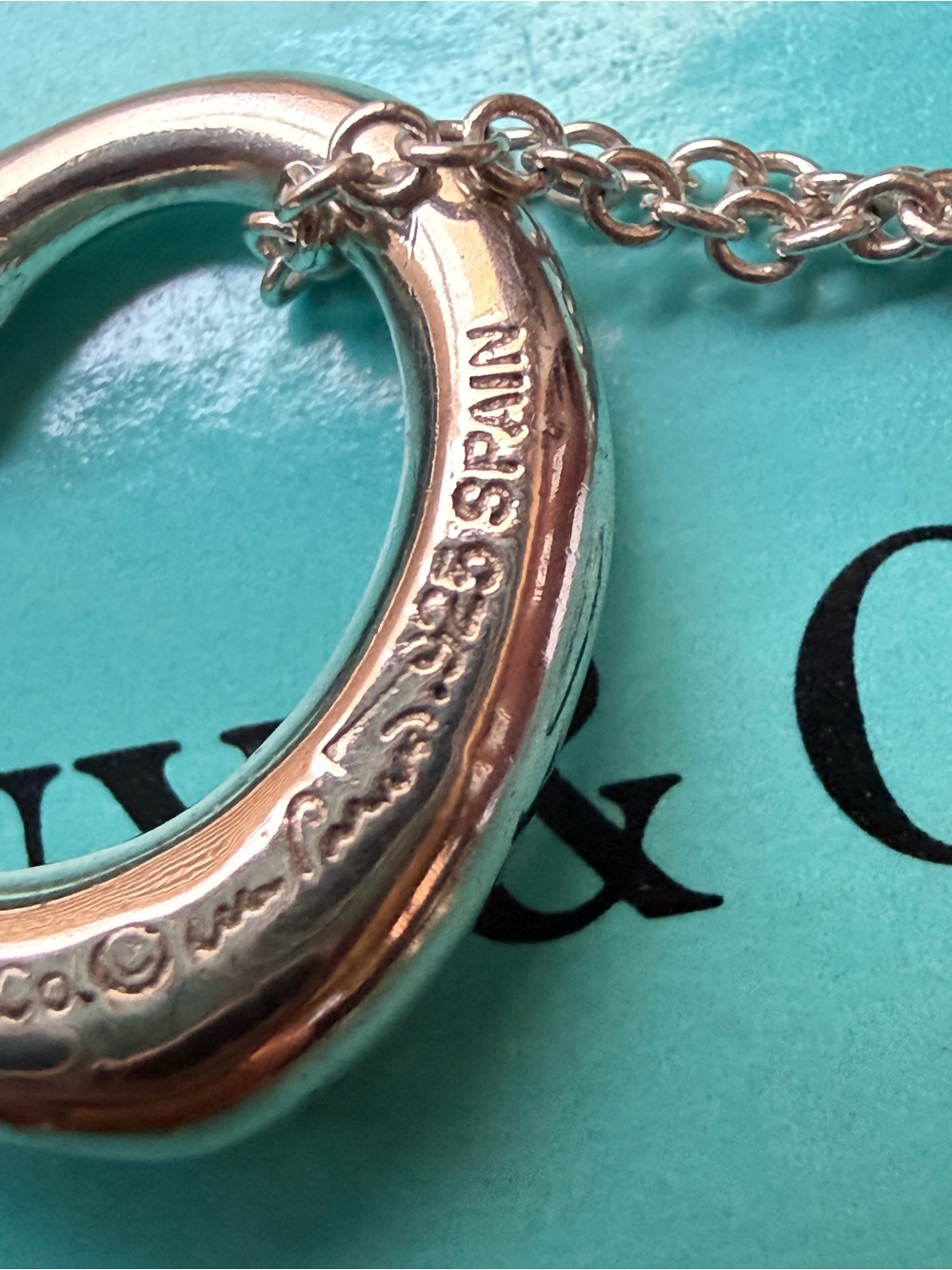 Tiffany & Co Silver Heart Charm Pendant Necklace 16 in Cable Chain Spring Ring - Picture 12 of 12